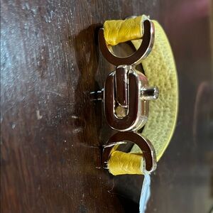 Yellow Leather Bracelet with Gold-Tone Clasp